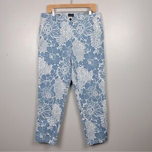 NWT Talbots Relaxed Chino blue white floral print, size 10.